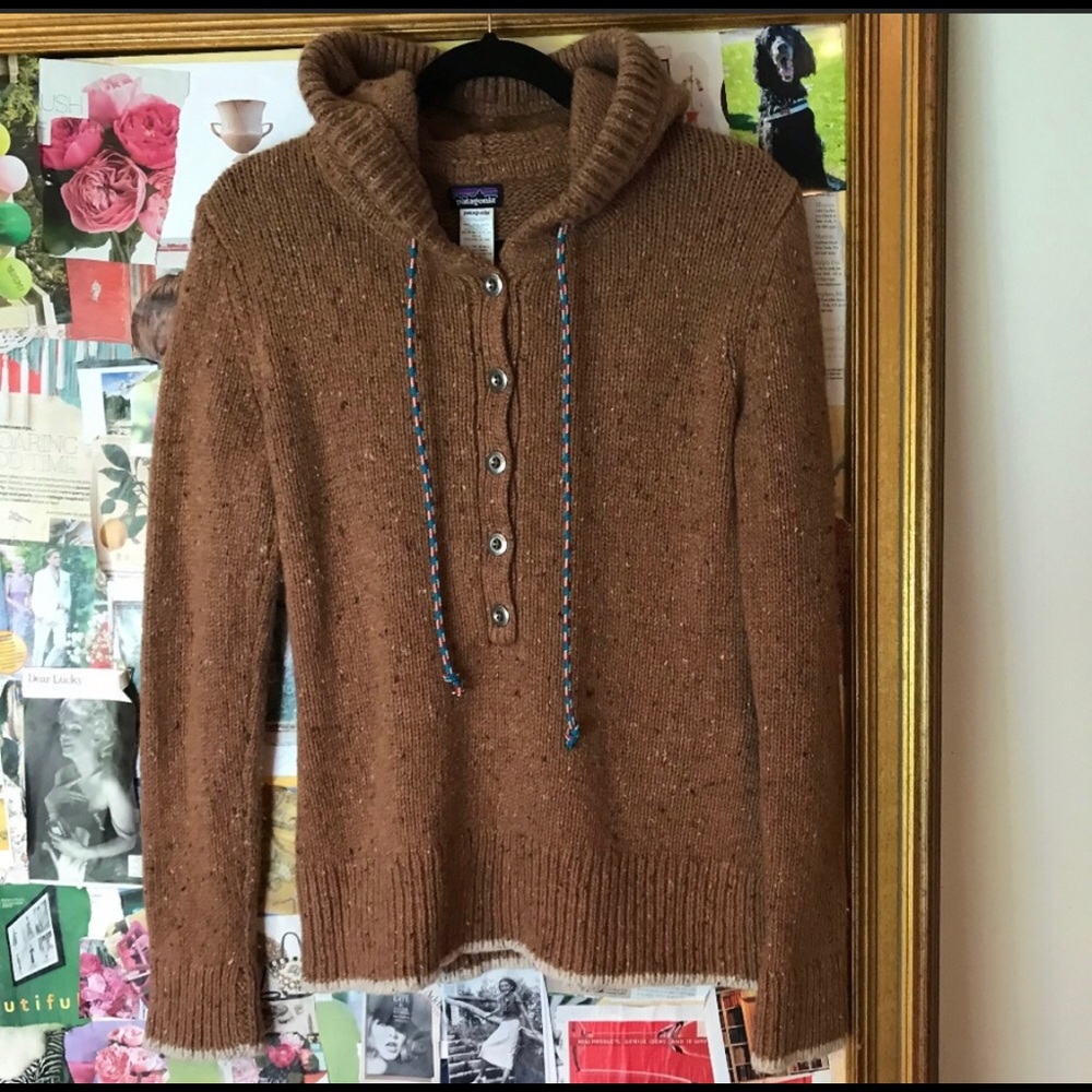 Patagonia Ranchito Wool Hoodie/Sweater Brown Sz M